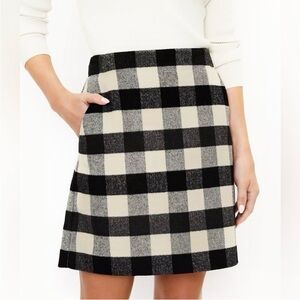 LOFT Black and White Checkered Skirt Size 4 NWT